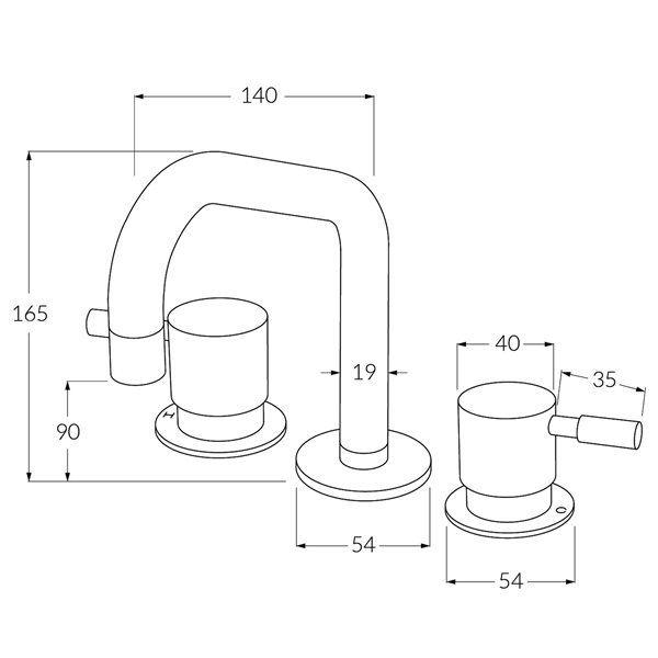 Sussex – Voda – Vbs – Basin Set With Curved Spout – Chrome – Design 